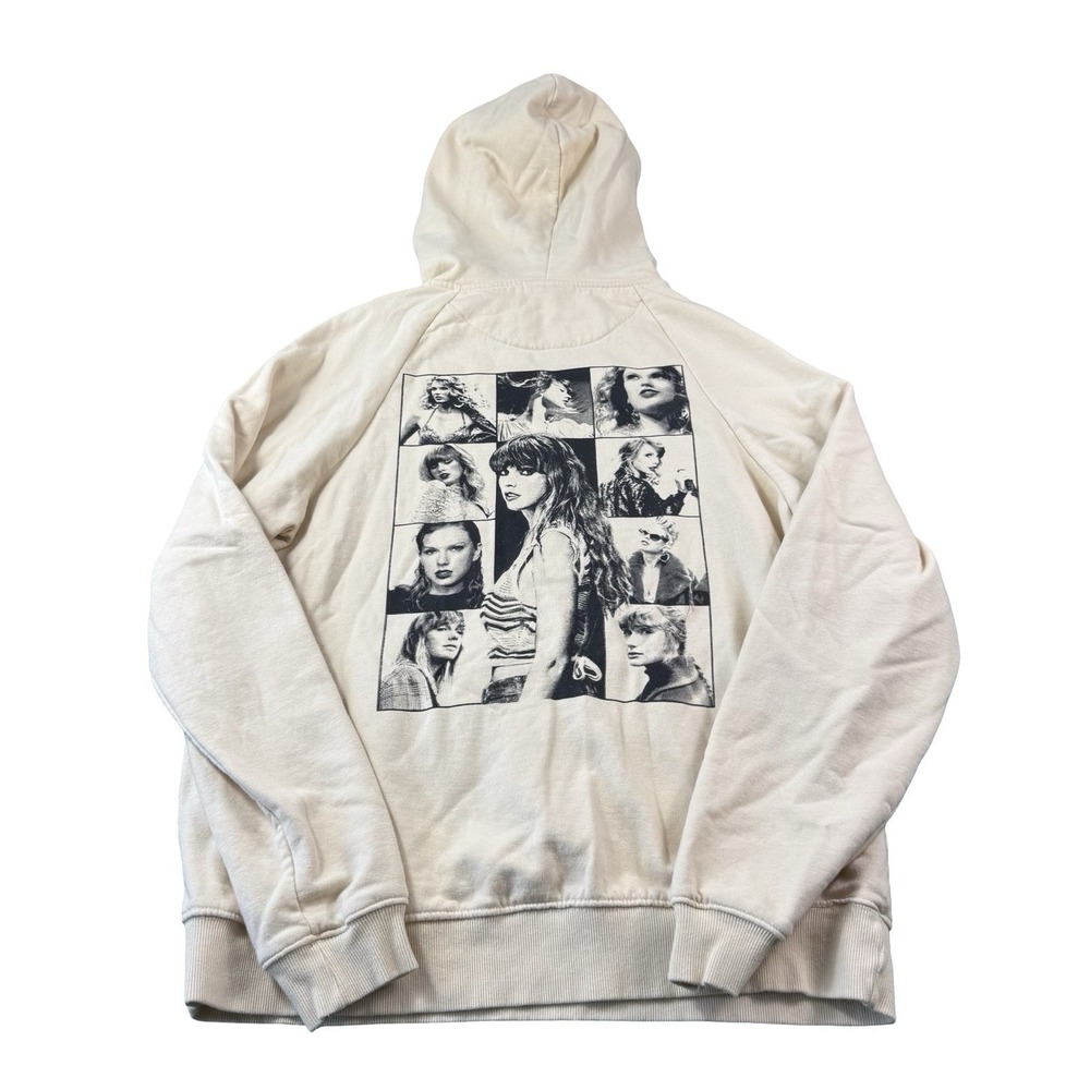 Taylor Swift The Eras Tour Beige Pullover Hoodie Graphic Pockets Adult M